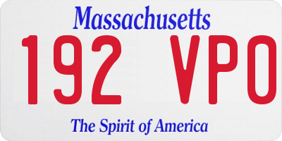 MA license plate 192VP0