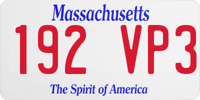 MA license plate 192VP3