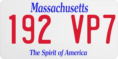 MA license plate 192VP7