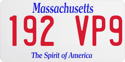 MA license plate 192VP9