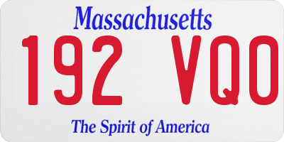 MA license plate 192VQ0
