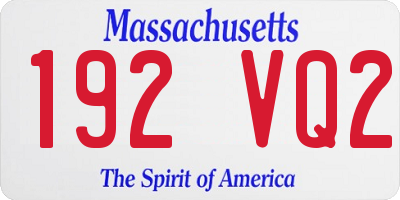 MA license plate 192VQ2