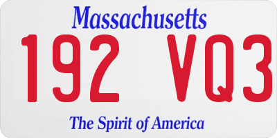 MA license plate 192VQ3