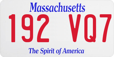MA license plate 192VQ7