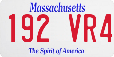MA license plate 192VR4