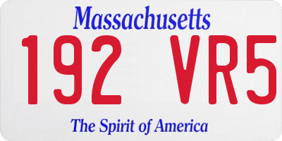 MA license plate 192VR5