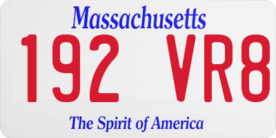 MA license plate 192VR8
