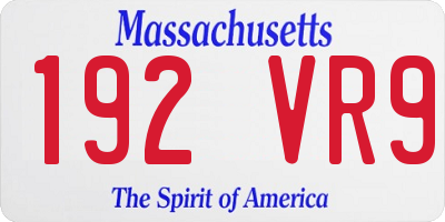 MA license plate 192VR9