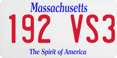 MA license plate 192VS3