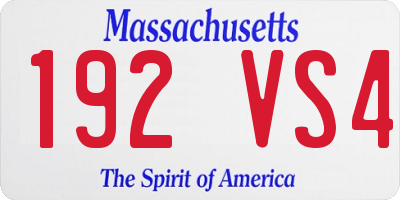 MA license plate 192VS4
