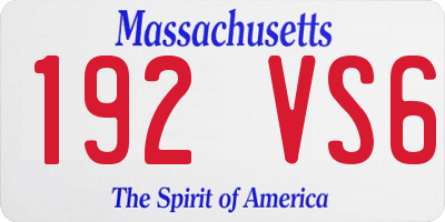MA license plate 192VS6