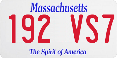 MA license plate 192VS7