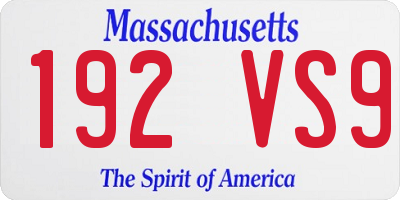 MA license plate 192VS9