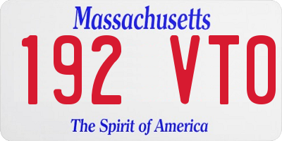 MA license plate 192VT0