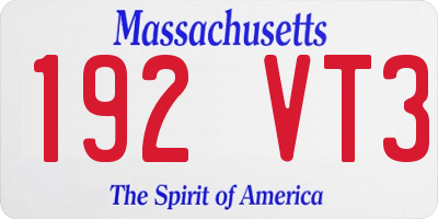 MA license plate 192VT3