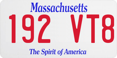 MA license plate 192VT8