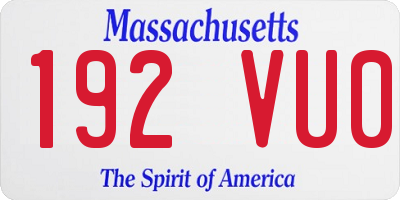 MA license plate 192VU0