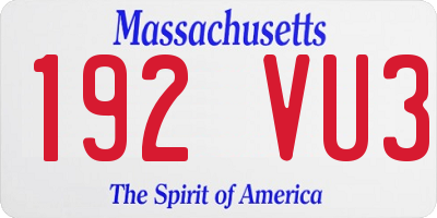 MA license plate 192VU3