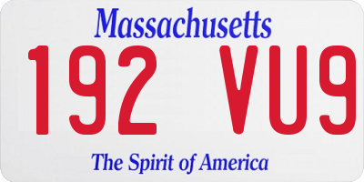 MA license plate 192VU9