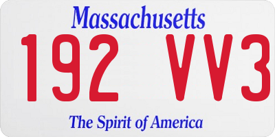 MA license plate 192VV3