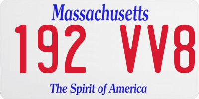 MA license plate 192VV8