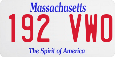 MA license plate 192VW0