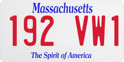 MA license plate 192VW1