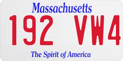 MA license plate 192VW4