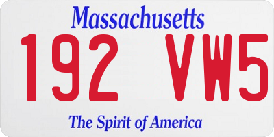 MA license plate 192VW5