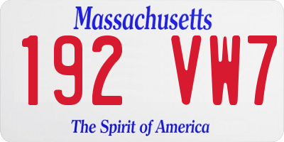 MA license plate 192VW7