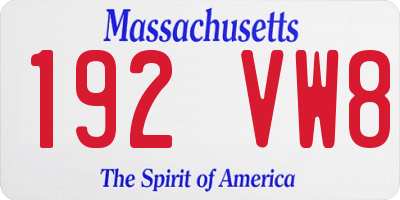MA license plate 192VW8