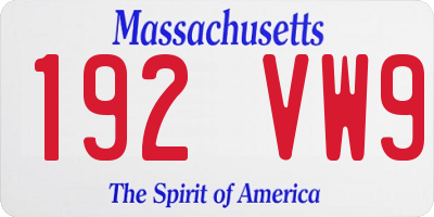 MA license plate 192VW9