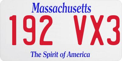 MA license plate 192VX3
