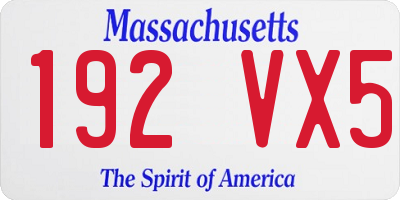 MA license plate 192VX5