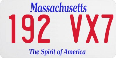 MA license plate 192VX7