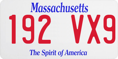 MA license plate 192VX9