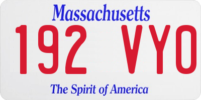 MA license plate 192VY0