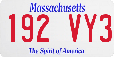 MA license plate 192VY3