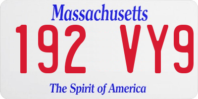 MA license plate 192VY9