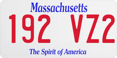 MA license plate 192VZ2