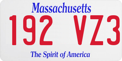 MA license plate 192VZ3