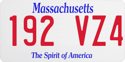 MA license plate 192VZ4