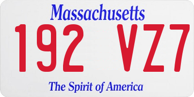 MA license plate 192VZ7