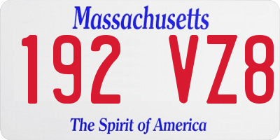 MA license plate 192VZ8