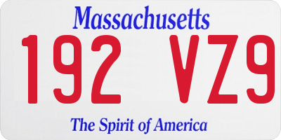 MA license plate 192VZ9