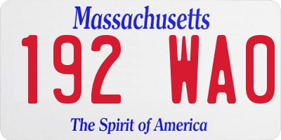 MA license plate 192WA0