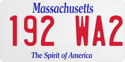 MA license plate 192WA2