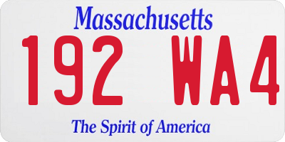 MA license plate 192WA4