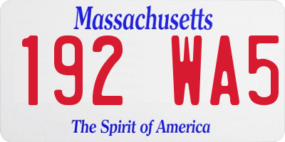 MA license plate 192WA5