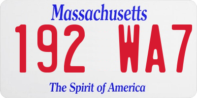 MA license plate 192WA7